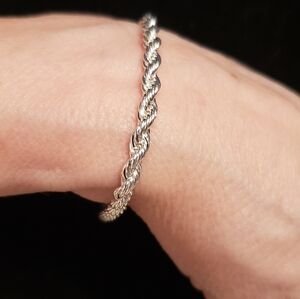 NWOT, Sterling Rope Chain Bracelet, Larger Wrists 8", Diamond Cut For Max Shine